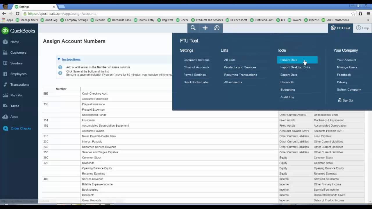 Import Chart Of Accounts Into Quickbooks Online