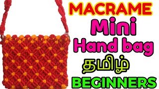 Tamil-Macrame Mini hand bag Tutorial for Beginners