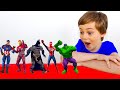 Superheroes Dance with Niki and Polina 색칠공부를 하면 슈퍼히어로랑 신나게 춤을 춘다고? 헐크 스파이더맨 캡틴 아메리카 배트맨