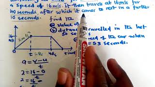 Speed time graph exam question ECZ 2019 paper 1