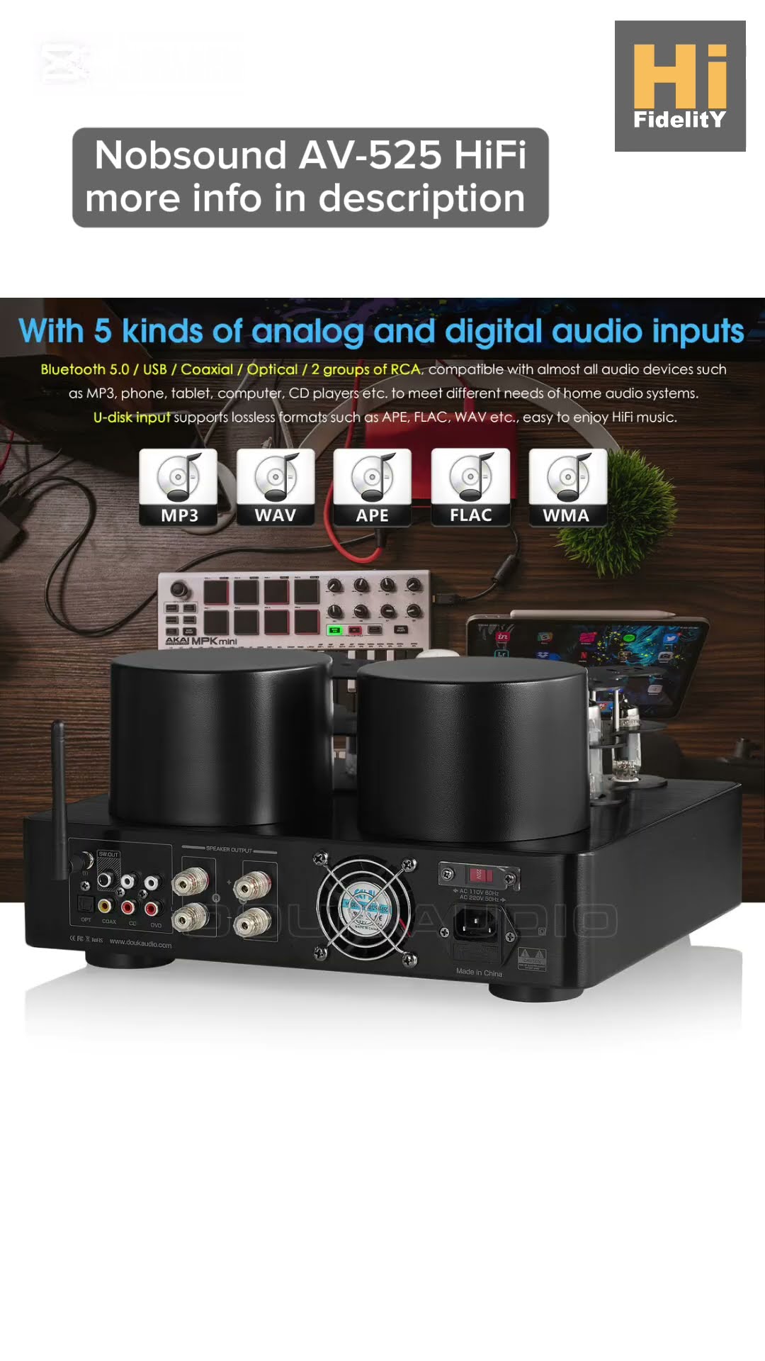 Nobsound AV-525 HiFi Bluetooth 5.0 Vacuum Tube Amplifier Review