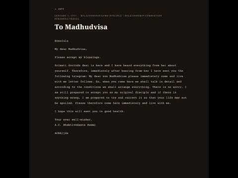 To Madhudvisa — Janurary 3, 1977