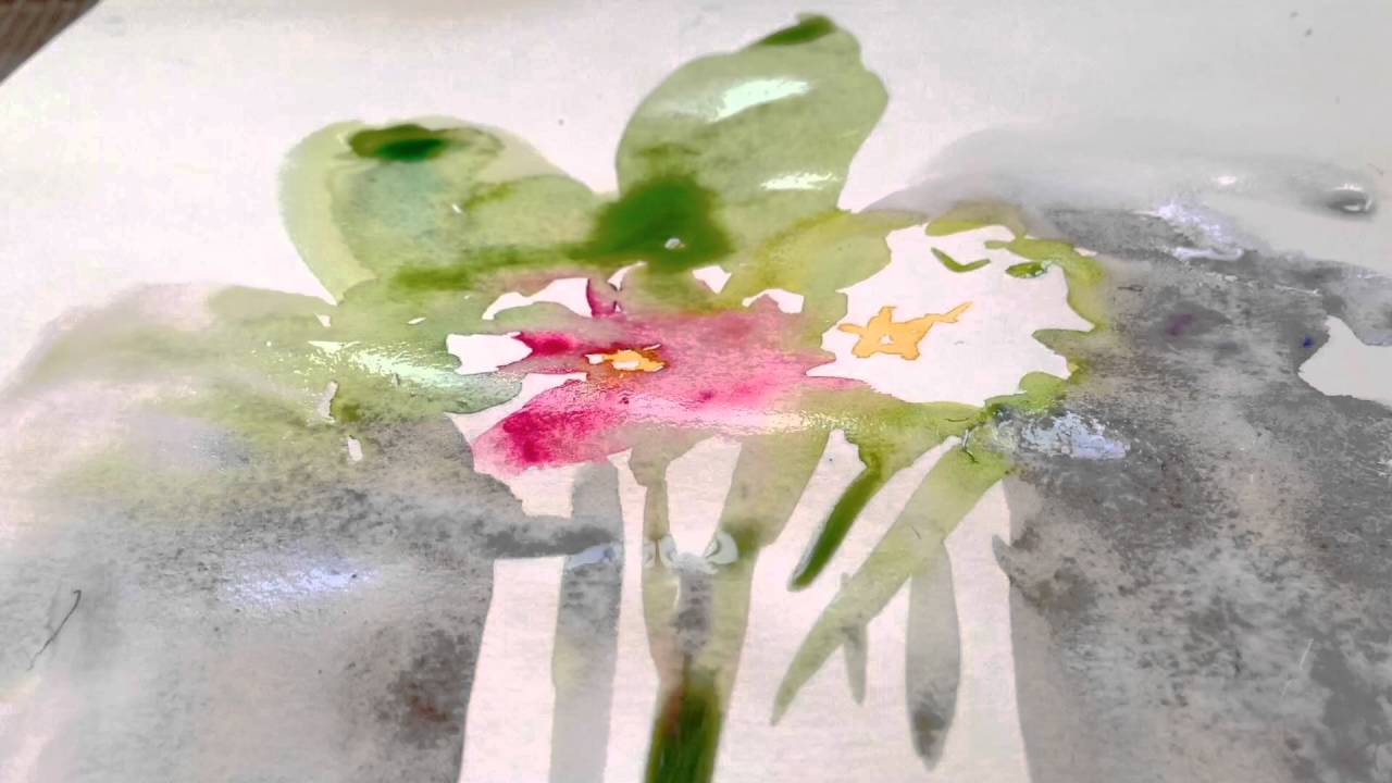 watercolor tutorial clouds Primroses quick watercolor sketch
