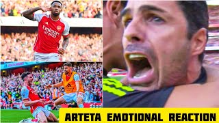 Mikel Arteta Emotional Crying Reaction on Jesus Goal & Declan rice Goal vs Manchester United