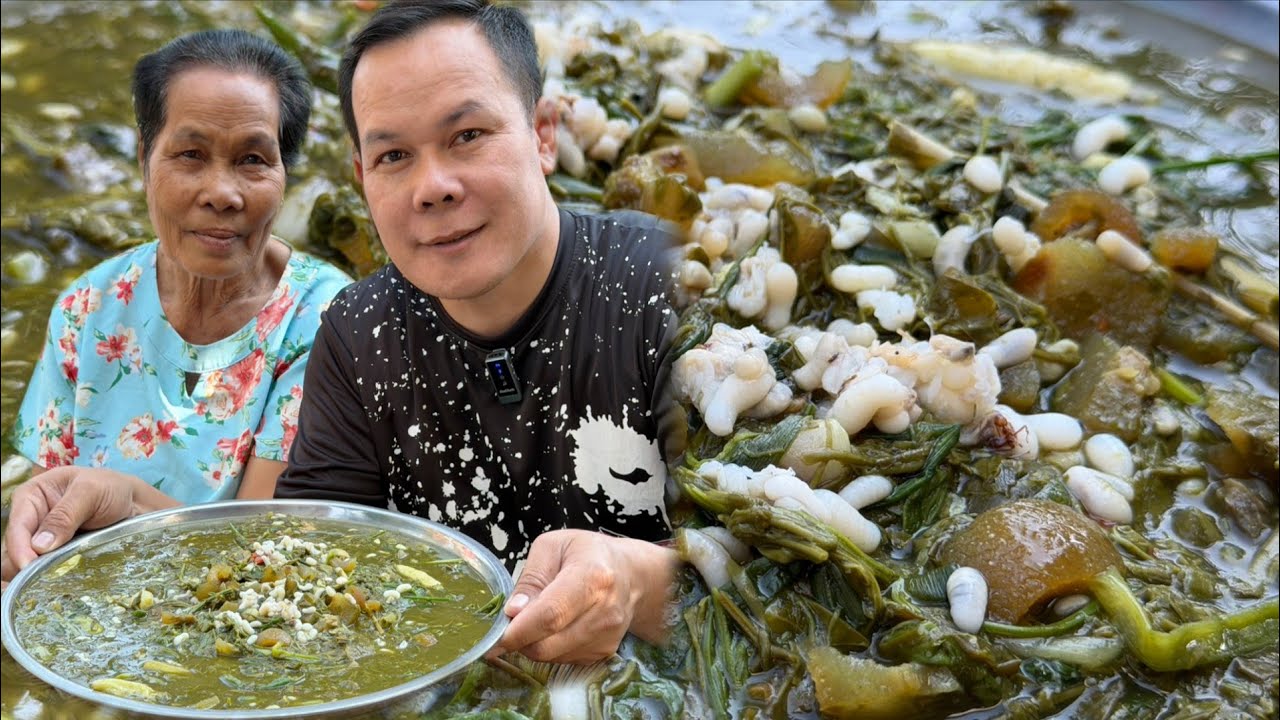 ยายพามาทำแกงอ่อมผักขี้เหล็กใส่หนังเค็มสูตรแซ่บๆใส่ไข่มดแดงนำ