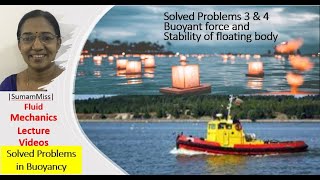 Problems -Buoyant force&Stability of floating body |SumamMiss| Fluid Mechanics Lecture Videos:M2-L13