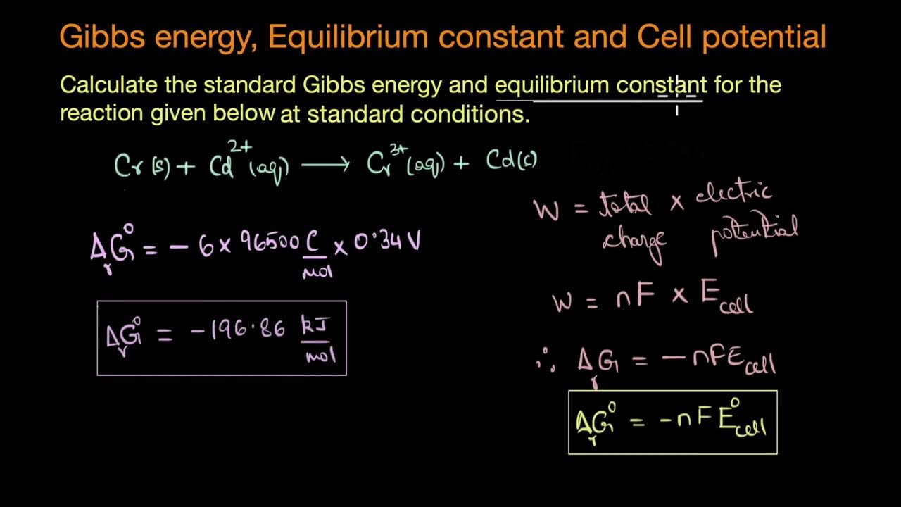 Calculating std Gibbs energy and equilibrium constant Electrochemistry