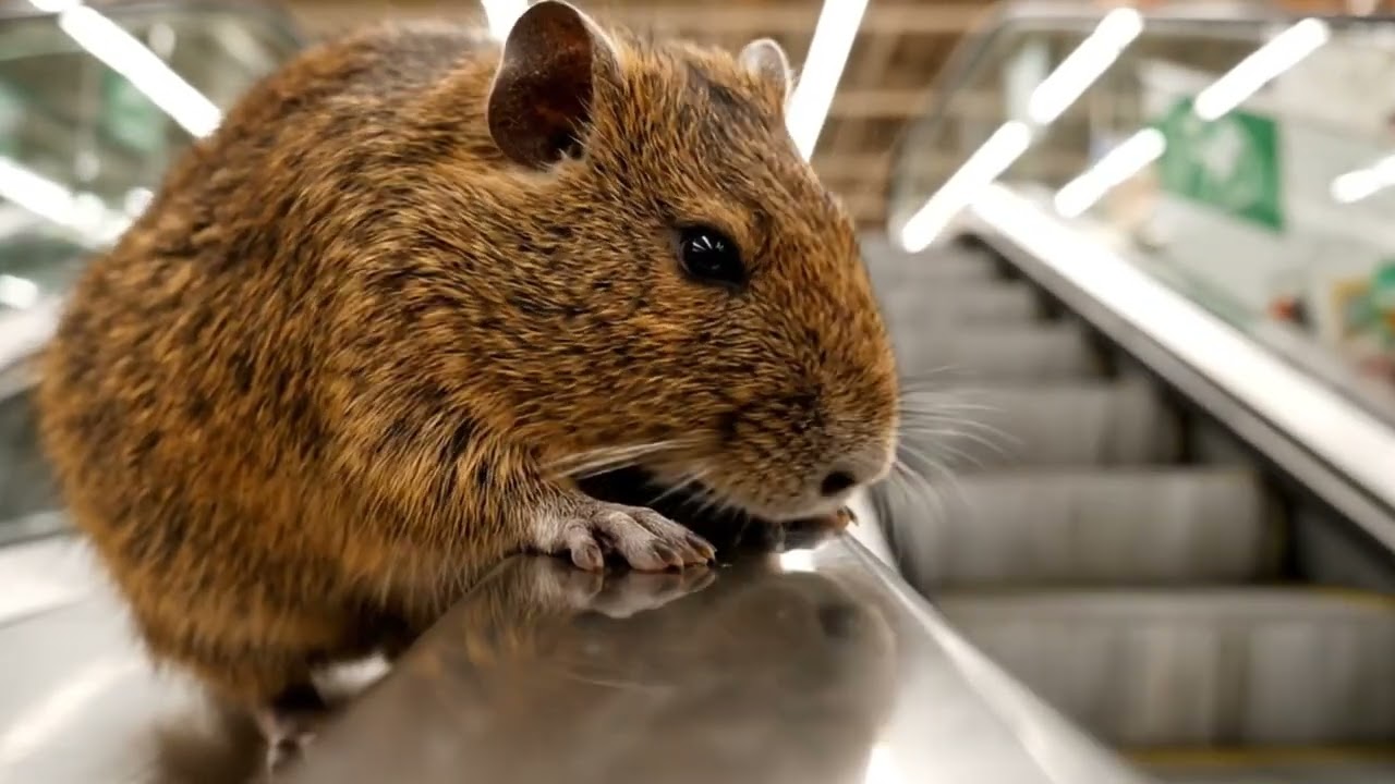 Real Capybara Chapo 🐹 Goes Shopping 🛒 but Gets Stuck on the Escalator! 😂💨 | Funny Animal Chaos