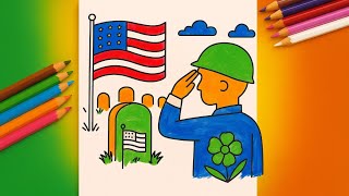 "Memorial Day Drawing for Kids | Easy American Flag Art & Color Learning | Kiddo Color Club"
