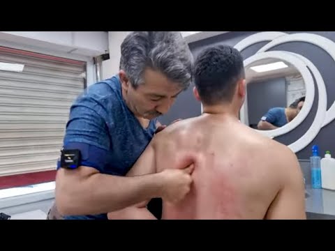 ASMR AMAZING RELAXING BODY AND FACE MASSAGE ON THE BARBER CHAIR WITH MUNUR ONKAN