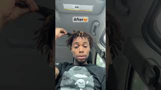 Before and after cut on semi freeform locs #freeformlocs #semifreeform #dreadlocks #locjourney