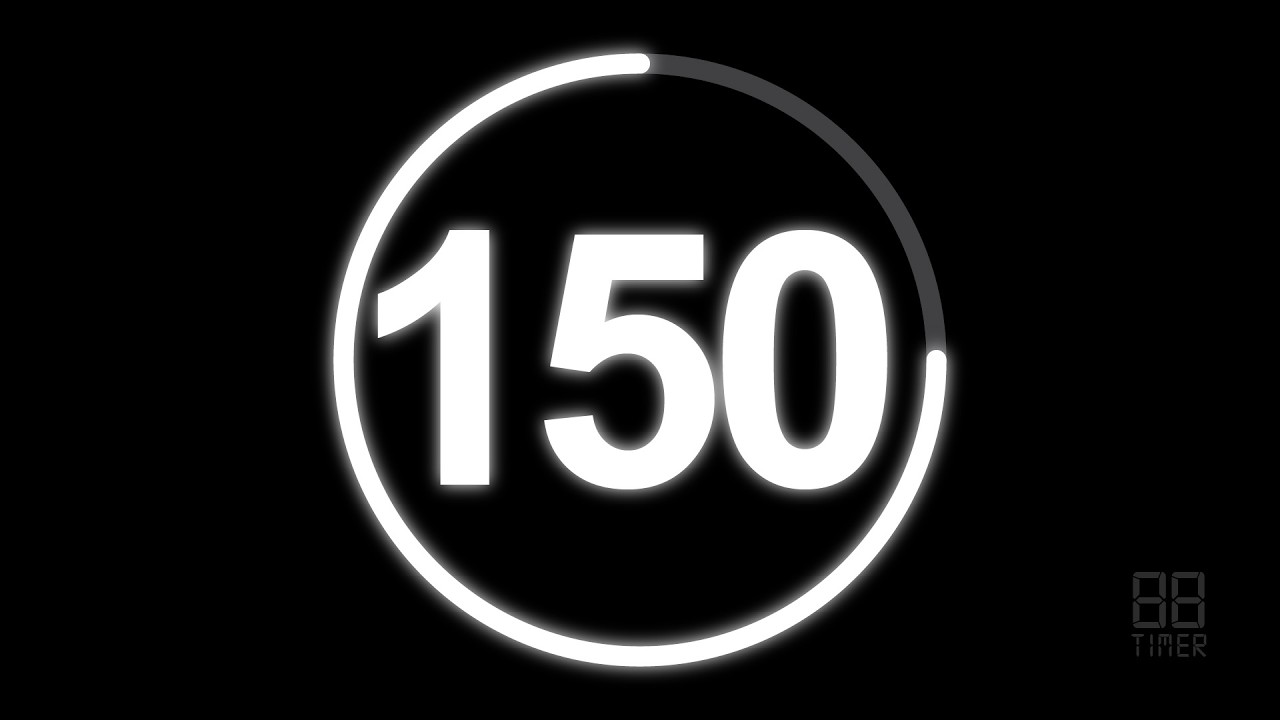150 Second Countdown Timer with clock Ticking sound & Finish alarm beep #timer #clock #countdown