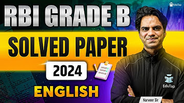 RBI Grade B English Previous Year Question Paper 2024 | RBI Grade B Phase 1 English PYQ | EduTap RBI