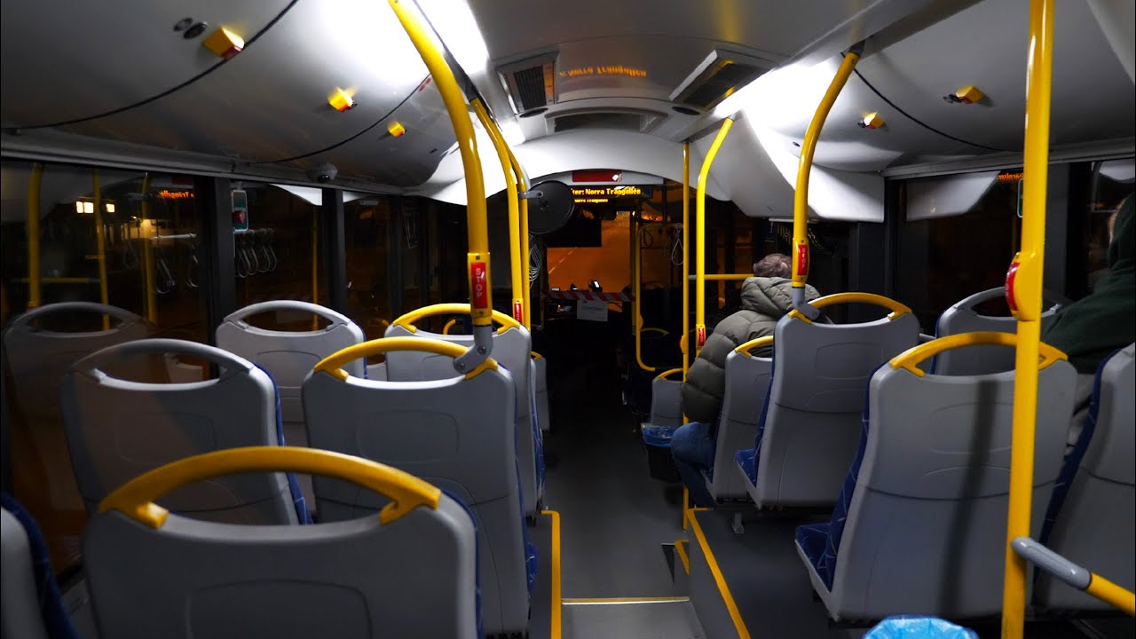 Taking the local night bus to Skövde resecentrum【Swedish small town】