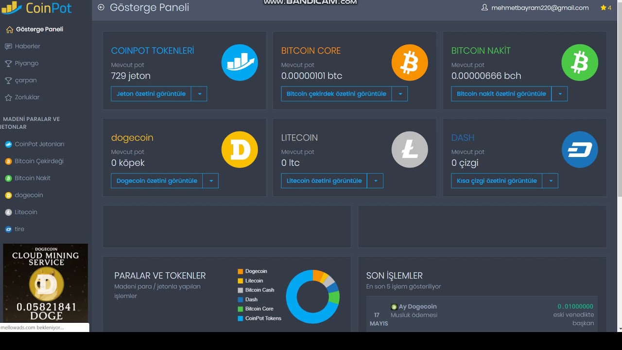 COİNPOT MUSLUK SİTESİ İLE SINIRSIZ TOKEN ,BİTCOİN,LİTECOİN,DOGE,DASH VE BTC  CASH KAZAN ! - YouTube