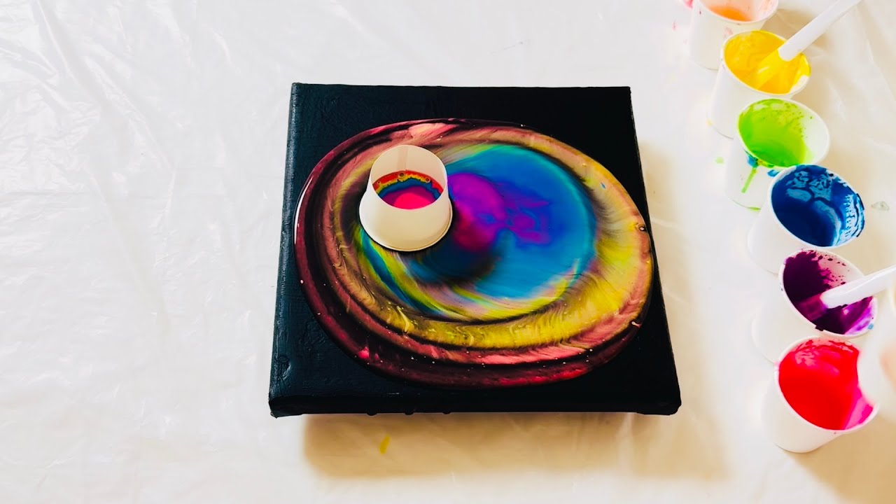 Fluid Art | My First Galaxy Acrylic Pour: Open Cup Technique with ...