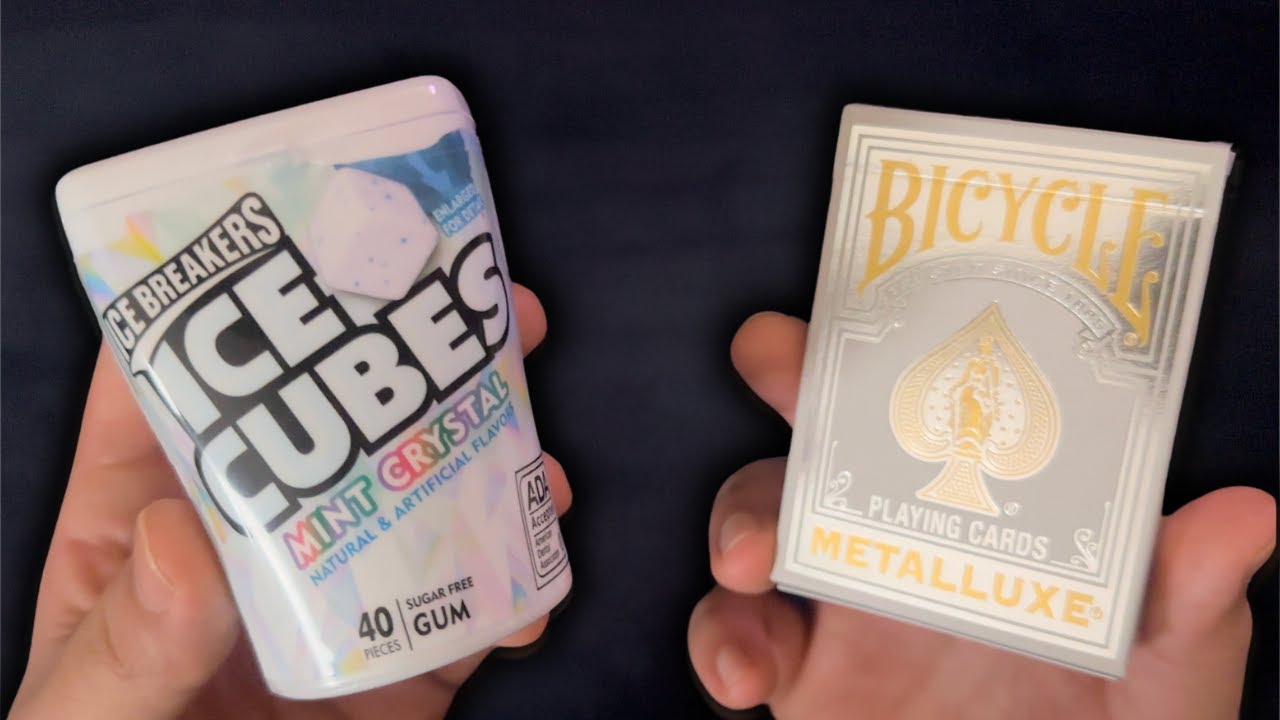 Gum Chewing 'n' Solitaire ~ Metalluxe Ice Cubes Breakers Gum ~ ASMR Solitaire #538