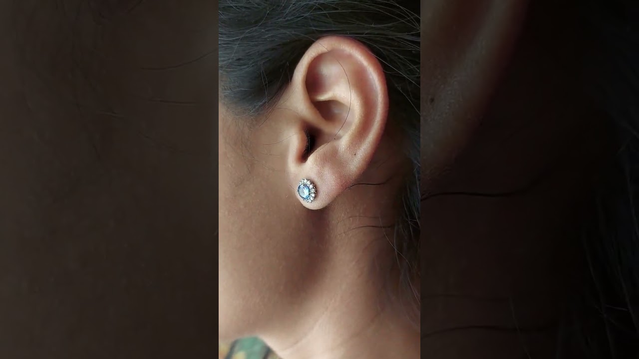 Natural Tanzanite And Diamond Earrings Sterling Silver Earrings Gemstone Earrings Screw Back earring