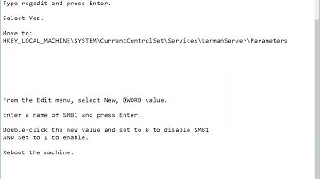 How to enable/disable SMBv1 in Registry Editor, Windows 10