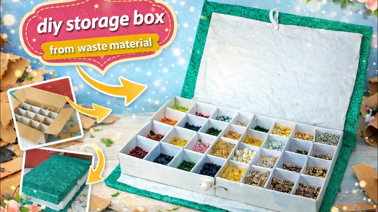 DIY Storage Box from waste cardboard | Best Out Of Waste | @OnlyZikraa_