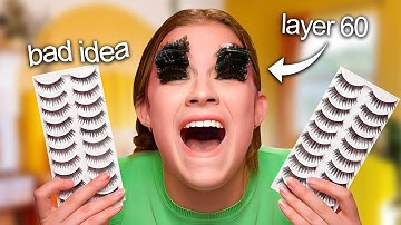PUTTING ON 100 LAYERS OF EYELASHES, IS IT POSSIBLE?! *this was a terrible idea*