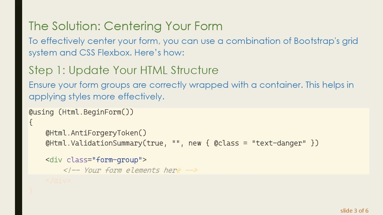 How to Center a Form in Bootstrap and CSS
