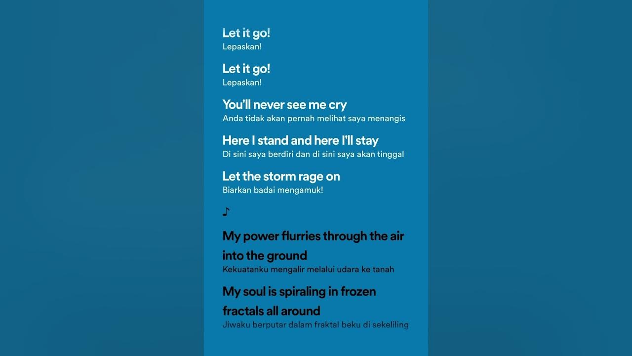 Let It Go - From "Frozen" | Idina Menzel | Lirik Terjemahan Indonesia Let It Go - From "Frozen" | Idina Menzel | Lirik Terjemahan Indonesia