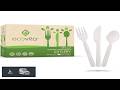 Ecovita 100% Compostable Forks Spoons Knives Cutlery Combo Set 380 Large