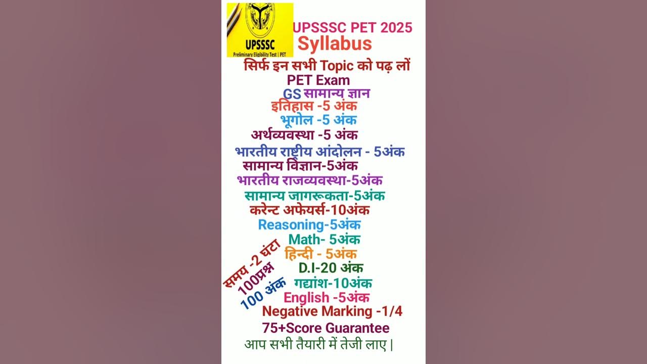 UPSSSC PET Syllabus 2025 | Quick Guide!📚"UPSSSC PET Syllabus in Hindi | Must-Know Topics! 🚀"