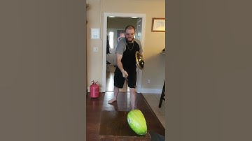 Cutting test with a shamshir on a watermelon