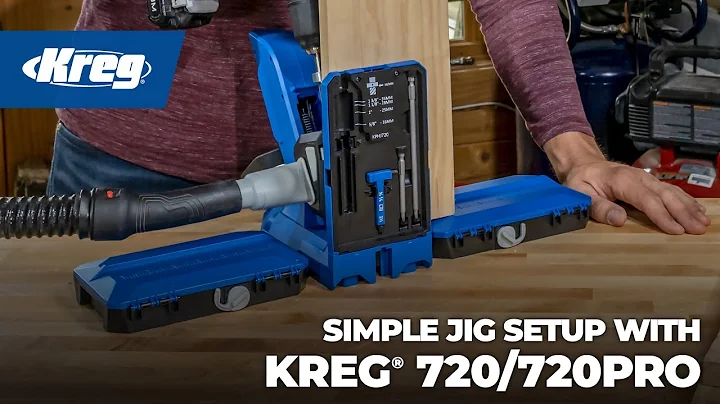 Set up for drilling in a couple simple steps: Kreg Pocket-Hole Jig 720/720PRO