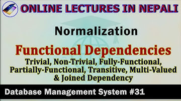 DBMS#31|| Functional Dependencies ||Partial, Full, Trivial, Transitive, Multi-valued, Join ||