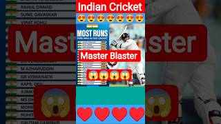 Most Runs for India in Test Cricket | Top Indian Test Run Scorers 🏏🇮🇳 #shorts #ytshorts #testrun 😱😱😱