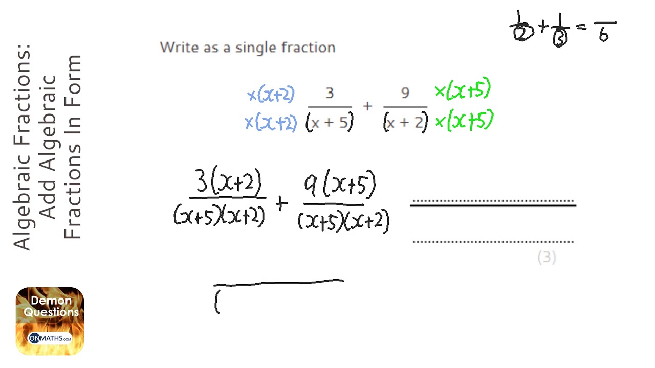 Algebraic Fractions Add Algebraic Fractions In Form A x b C x d Algebraic Fractions Add Algebraic Fractions In Form A x b C x d