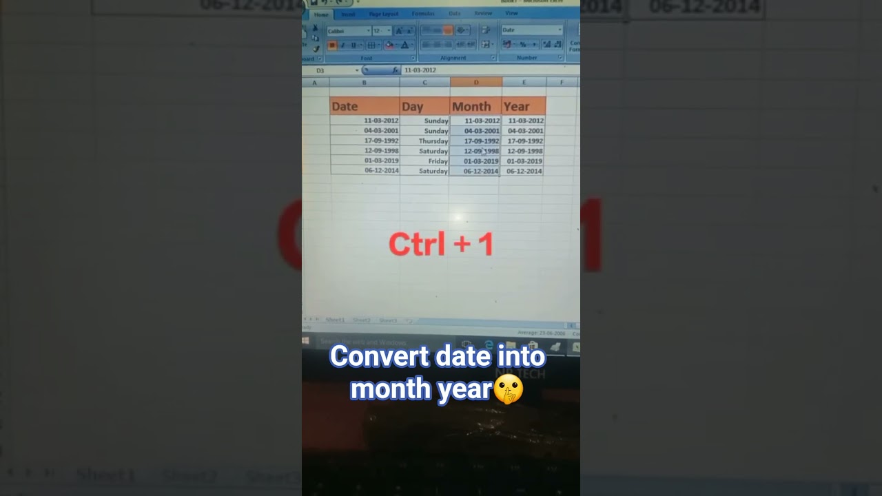 convert date into month, yaar text formula#shorts #excel#exceltips