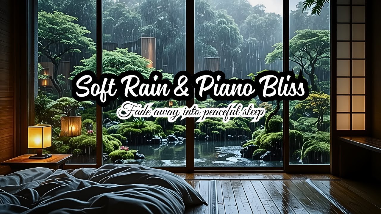 Rain Sounds for Sleeping and Relaxation Japanese Zen Garden View from