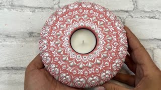 Tealight Holder Painting | Dot Art Mandala Painting |  Satisfying Art Process | Dot Painting Video