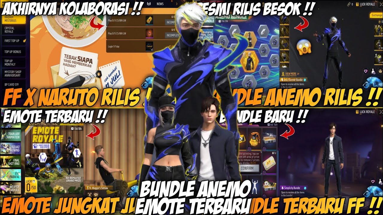 BOCORAN FF !! EVENT TERBARU, BUNDLE ANEMO RILIS, FREE FIRE X NARUTO ...