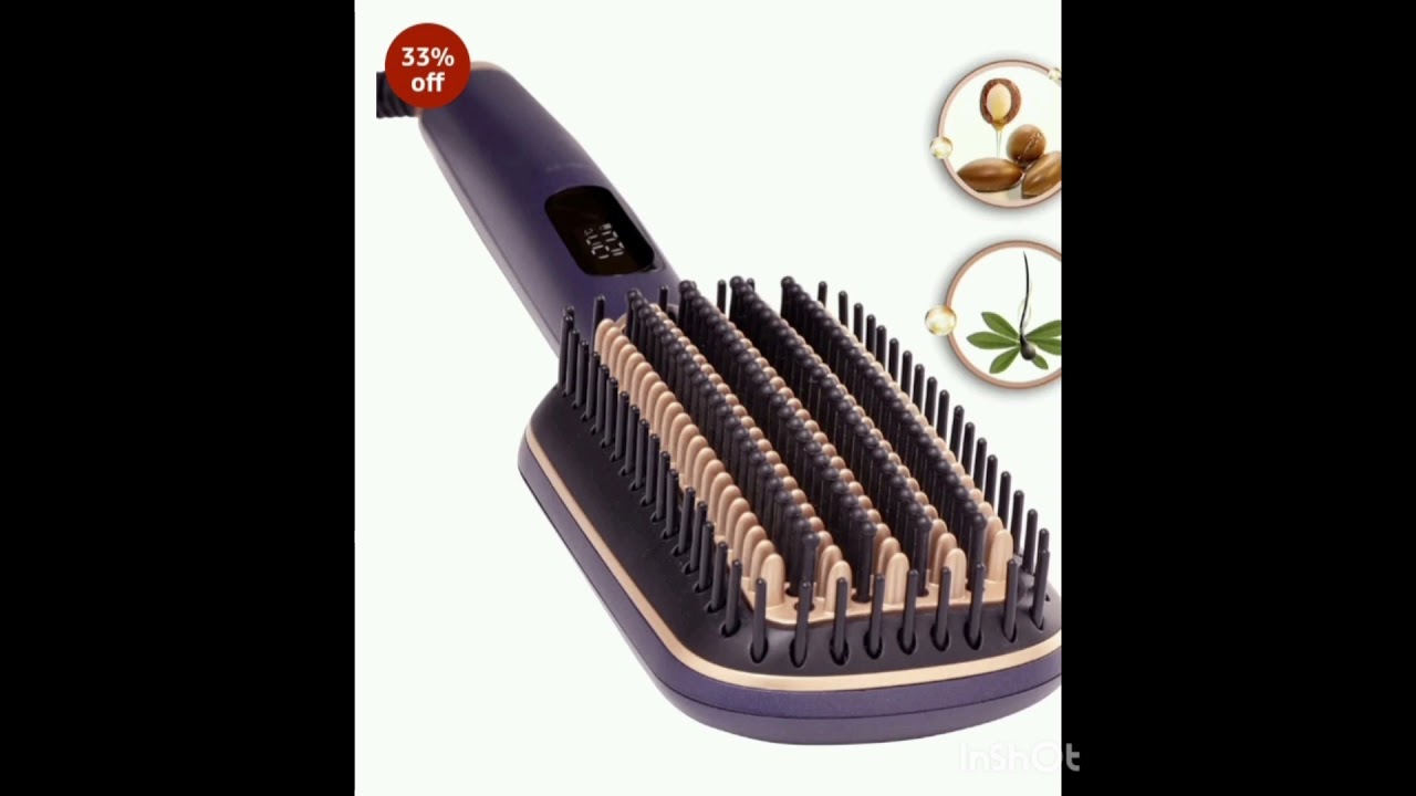 vega black shine hair straightener brush for women with iconic and thermoprotect technology 
