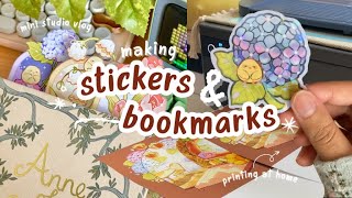 art vlog 🌼🌷 how i make stickers, prints & bookmarks | shop update prep °˖✧