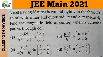 A coil having N turns is wound tightly in the form of a spiral with inner and outer radii a and  b