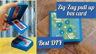 ZIG-ZAG PULL UP BOX CARD || Zigzag fold card || photo fall box card || How to make handmade card ||