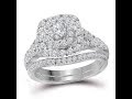 14kt White Gold Diamond Double Halo Bridal Engagement Ring Band Set 1.00 Cttw