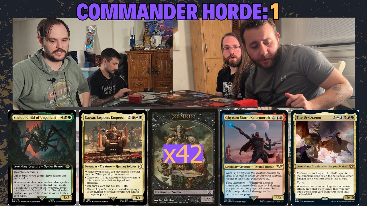 Commander Horde Ep 1 | Ur Dragon, Ghyrson Starn, Caesar & Shelob against a Zombie Horde | MTG EDH thumbnail