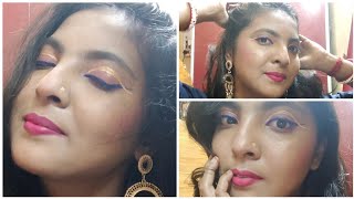 How to do:-easy blue gold eyeliner makeup look under affordable price