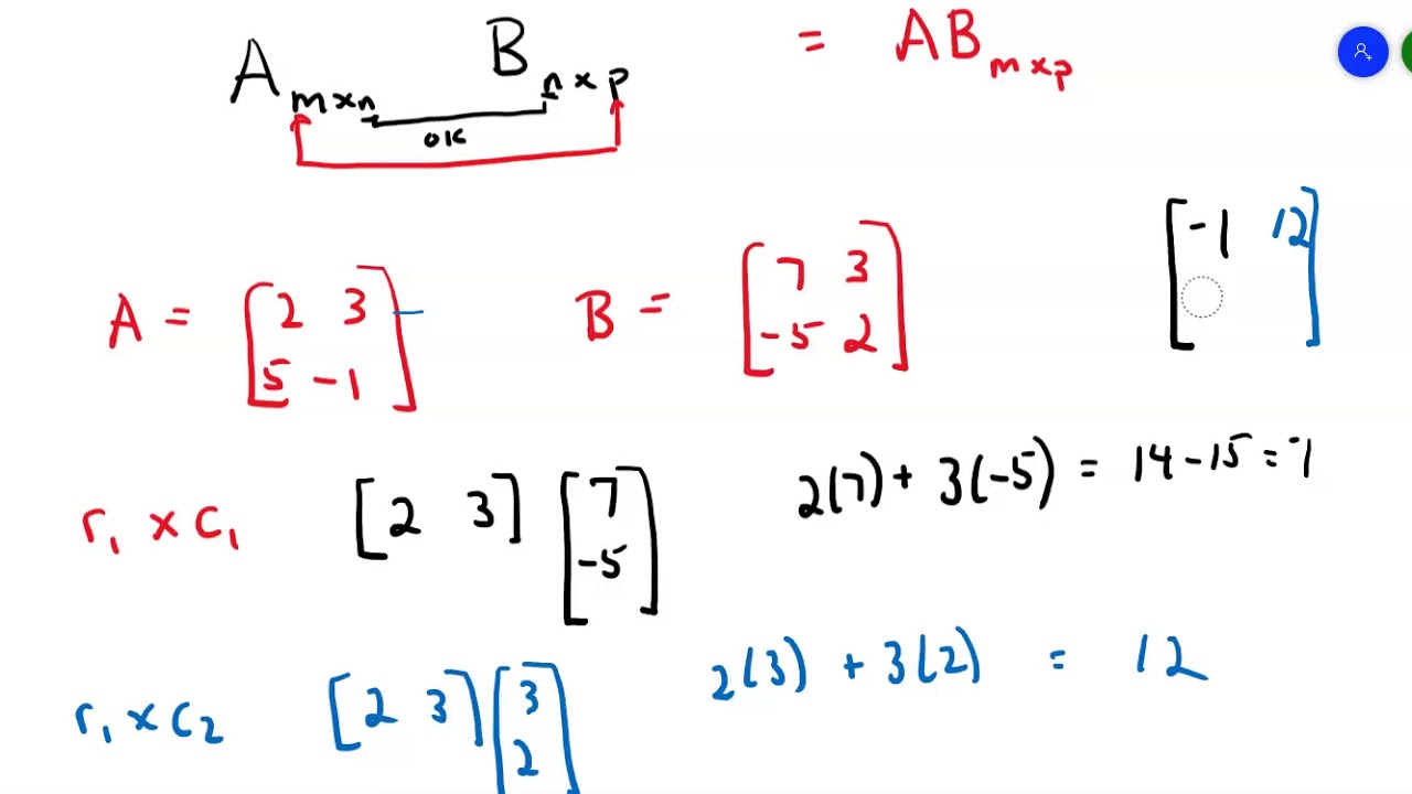 Linear Algebra 2 1 Matrix Multiplication YouTube
