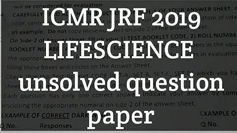 ICMR JRF 2019 LIFESCIENCE UNSOLVED QUESTION PAPER