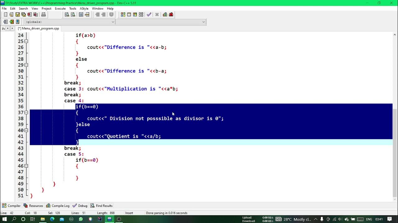 Menu Driven Program in C++ - YouTube