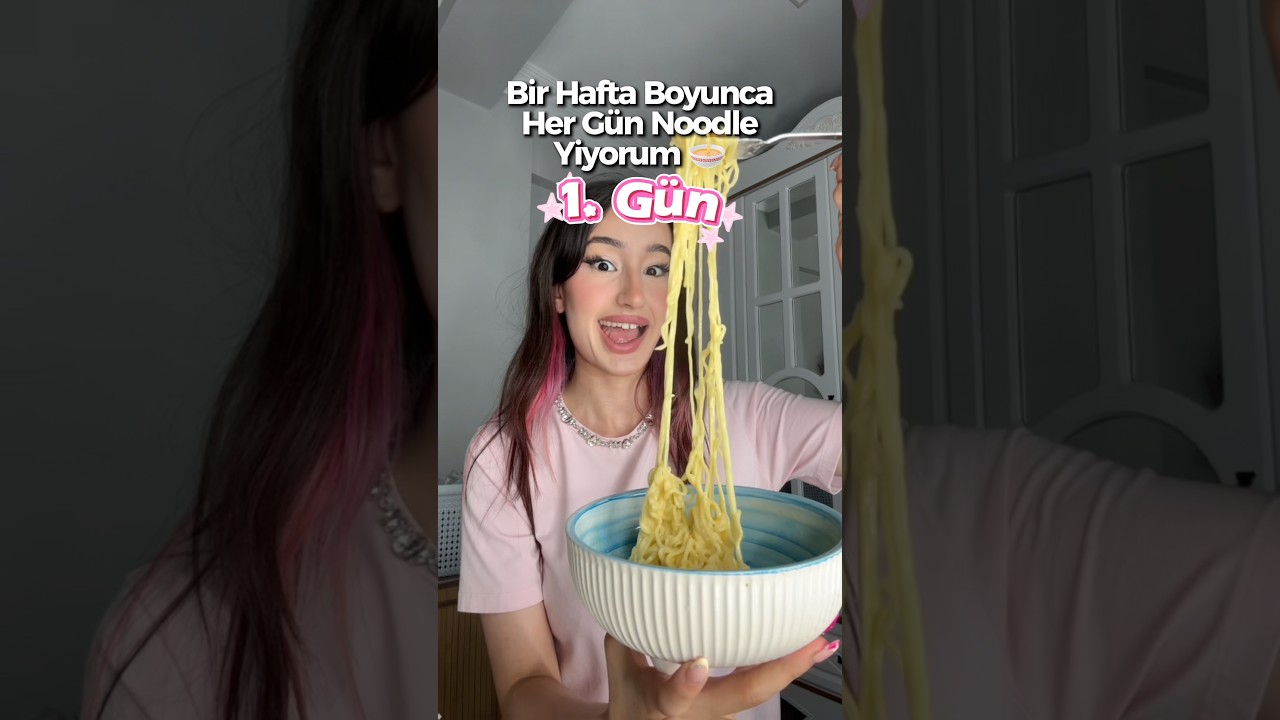 ABONE OL 🌸 Bir hafta boyunca her gün noodle yiyorum 1. Gün! ❤️ Tariflerinizi paylaşın! Noodle tarif