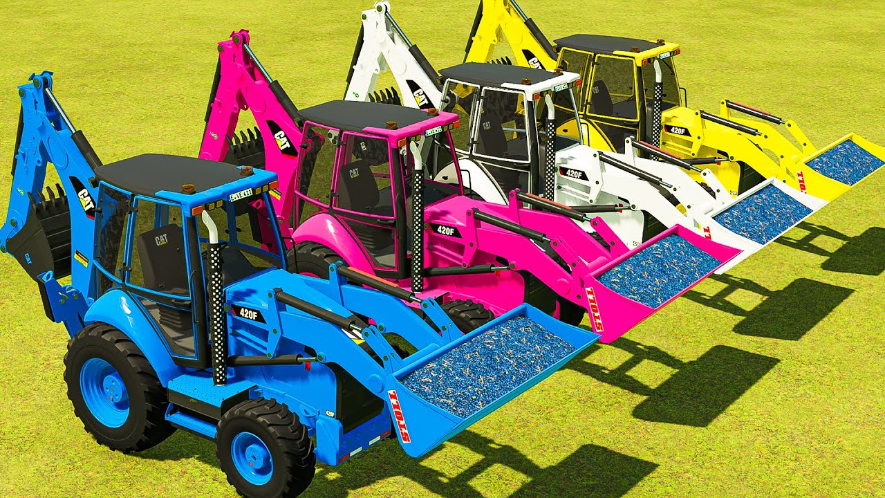 TRANSPORT OF COLORS! TRANSPORTING GRAPE LOADING with CAT BACKHOE ...